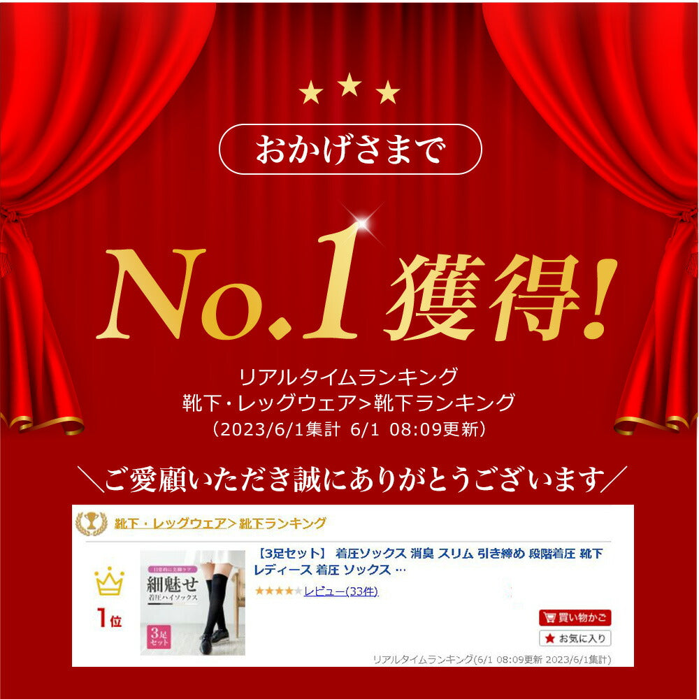 \SALE レビュー&応募で+1枚プレゼント/ スリム美人 着圧ソックス 3足セット